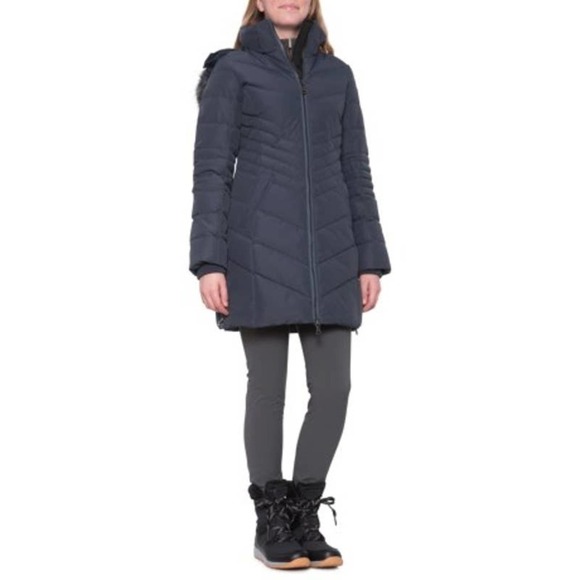 Pajar Navy Quilted Down Faux Fur Trim  Parka Winter Jacket Coat XS - Picture 1 of 12